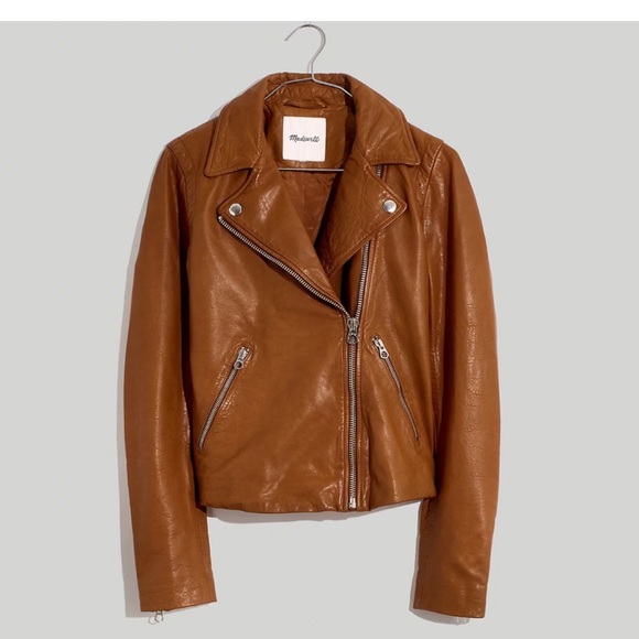 Madewell Jackets & Blazers - Madewell Washed Leather Motorcycle Jacket size small dried cider NWOT